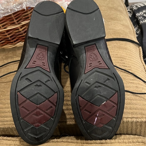 Ariat Black Leather Lace Up Boots with Brown Tassel. - Picture 3 of 5